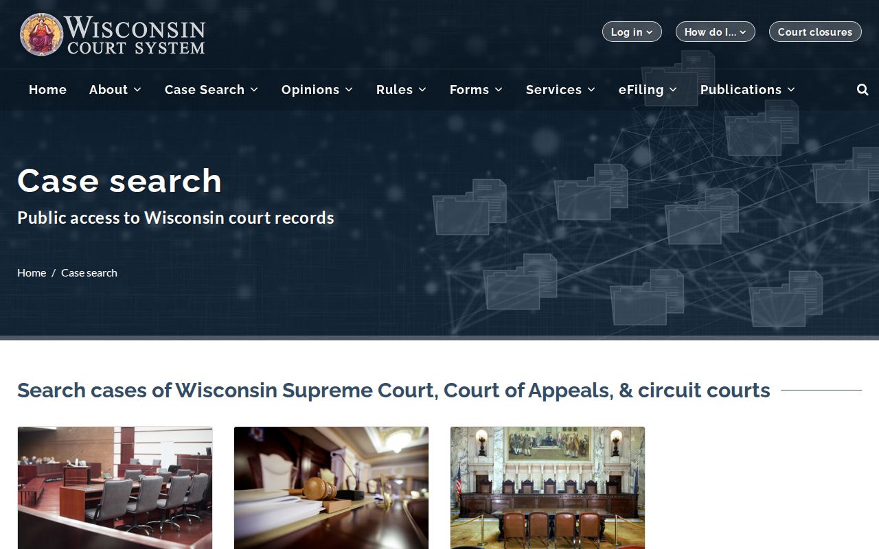 Mount Pleasant resident lookup through the Wisconsin Court System case search